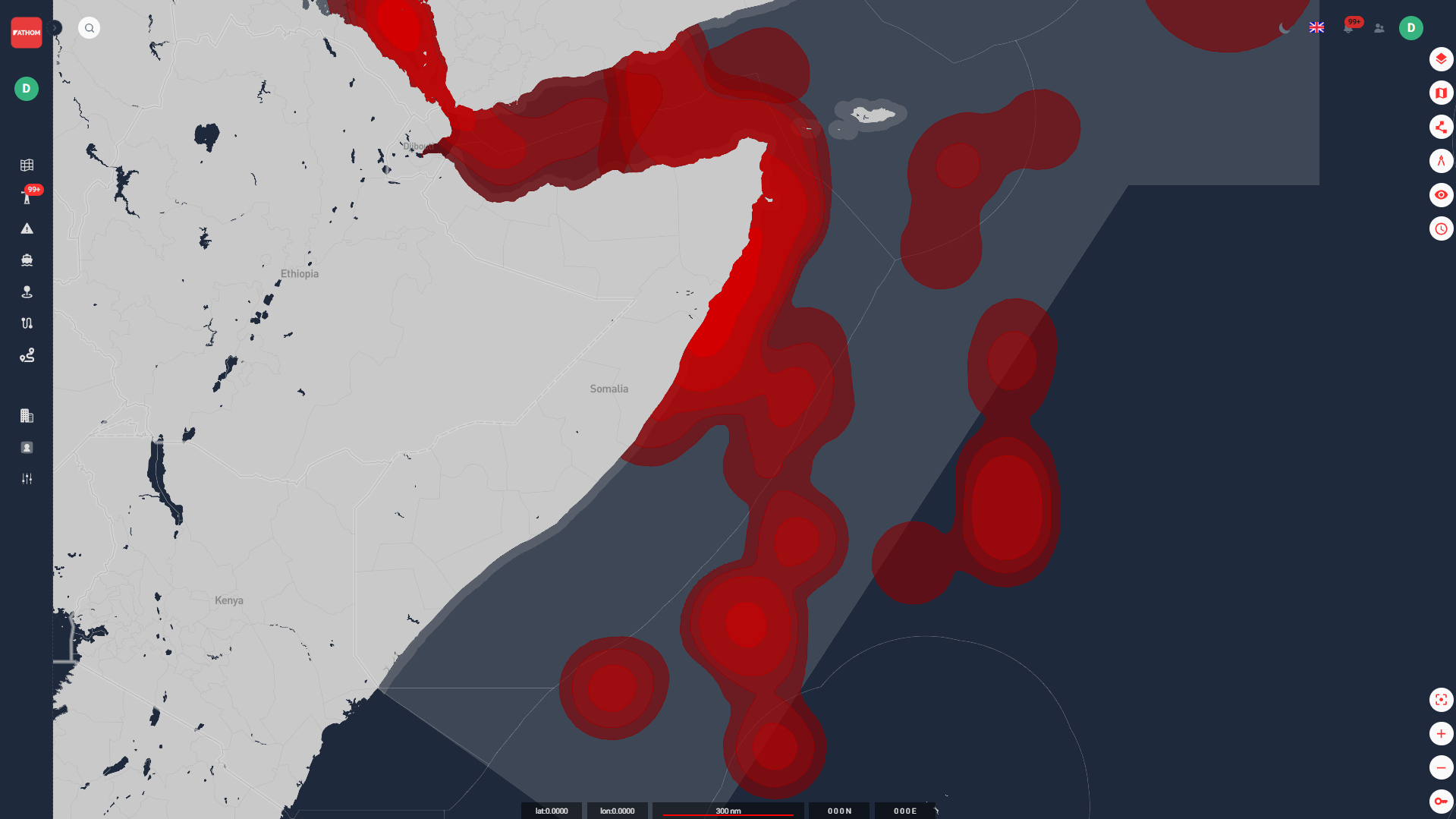 Ambrey Threat Circular: Increased Somali Piracy Activity – map showing elevated piracy threat areas and recent suspicious approaches offshore Somalia and throughout the Gulf of Aden